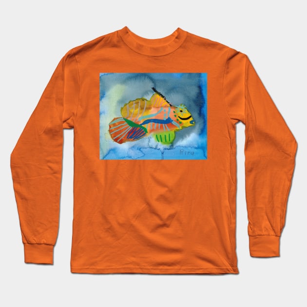 Colorful Mandarin Fish in Watercolors Long Sleeve T-Shirt by Rita Winkler